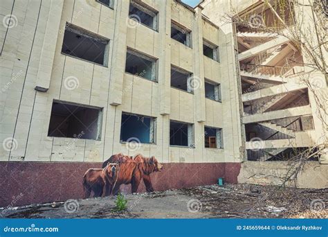Pripyat Ukraine April 25 2019 Old Abandoned Buildings In The Center