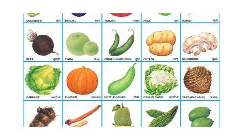 fruits and vegetables chart for kids