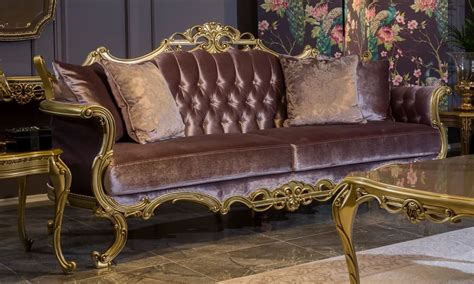 Casa Padrino Luxury Baroque Velvet Sofa Lilac Gold 226 X 84 X H 109
