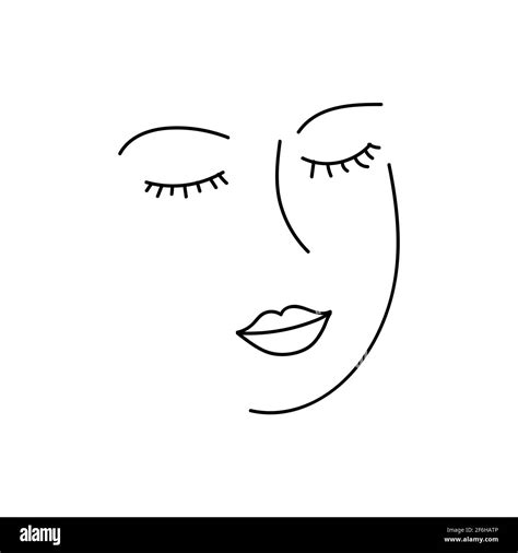 Modern Abstract Face Portrait Linear Ink Brush Line Art Fashion