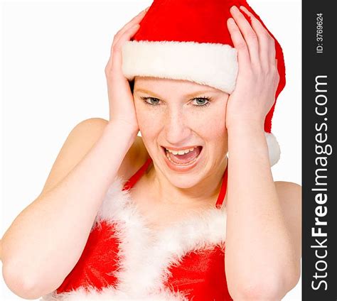 Beautiful Christmas Girl Is Screaming Free Stock Images And Photos 3769624