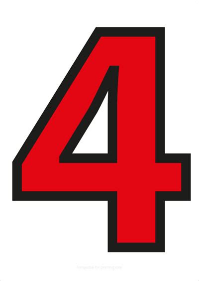 Red Numbers With Black Contours For Printing Templates For Printing