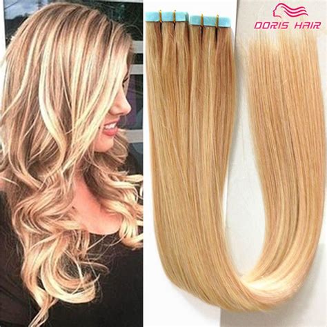 Pu Skin Weft 100g Tape Hair Extensions Full Head 27613 Top Grade 8a
