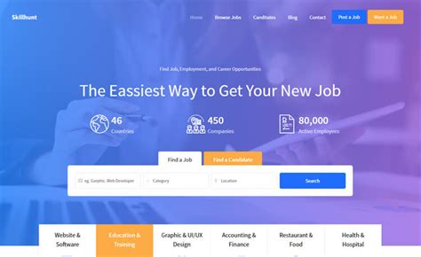 Skillhunt Free Bootstrap HTML Job Board Website Template