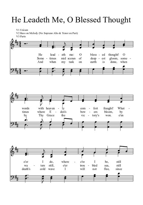 He Leadeth Me O Blessed Thought Sheet Music Download Free In Pdf Or Midi