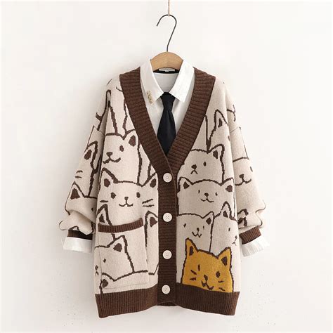 Kawaii Cats Sweater Coat Pn4381 Pennycrafts Anime Outfits Mode