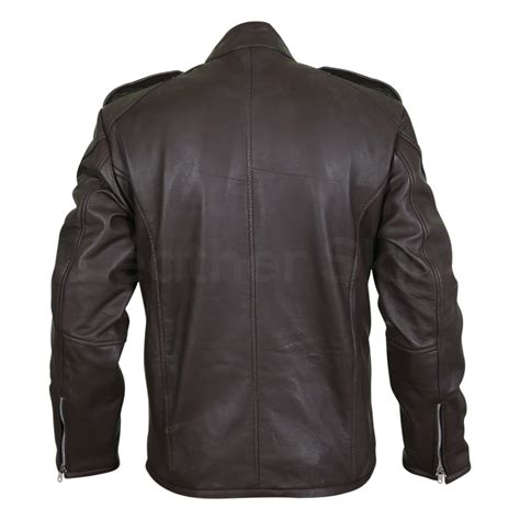 Men Black Genuine Leather Jacket With Double Zippers On Chest Leather