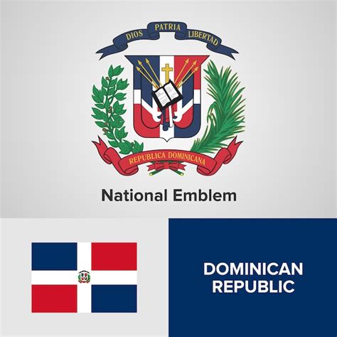 Emblema Nacional Y Bandera De República Dominicana Vector Premium