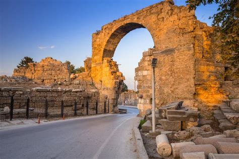 Vespasian Gate To The Ancient City Of Side Stock Image Image Of