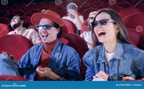 Audience Laughing While Watching Comedy At The Cinema Stock Footage