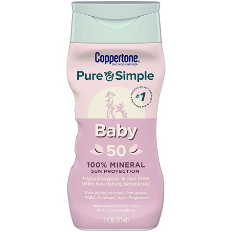 Coppertone Pure And Simple Baby Sunscreen Spf 50 Lotion Zinc Oxide
