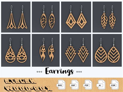 Earrings Jewelry Set Glowforge Cut Graphic By Atacanwoodbox