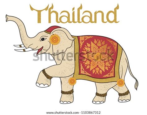 Thai Elephant Drawingtraditional Style Thailand 스톡 일러스트 1103867312