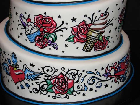 You should have a kids themed birthday cake with your child's favorite character from star wars to construction characters. 1950's Tattoo Themed Wedding Cake - CakeCentral.com