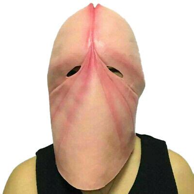 Funny Bizarre Latex Penis Dick Head Full Face Mask Halloween Cosplay