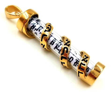 Gold Filled Mezuzah Pendant With Scroll Parchment Jewish Shema Etsy