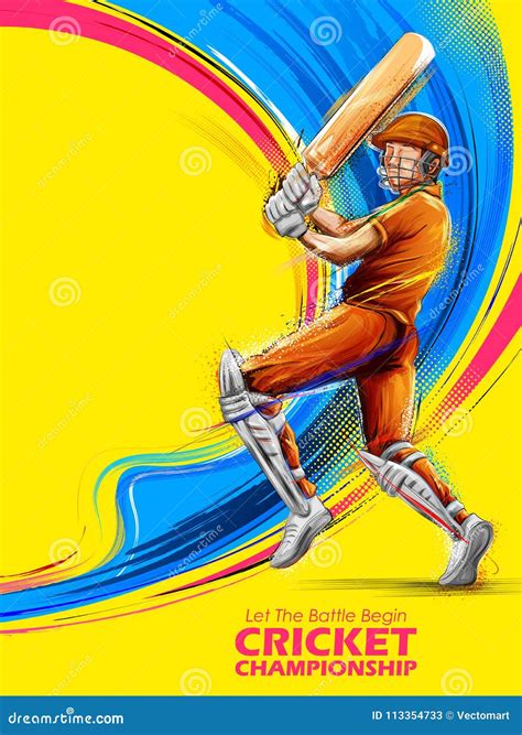Batteur Jouant Des Sports De Championnat De Cricket Illustration De