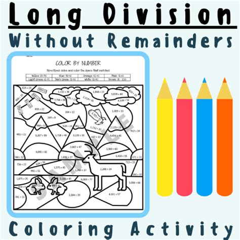 Long Divisiondividing Equal Groups No Remainders Coloring Activity