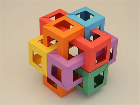 Six Interlocking Square Prisms Geometric Origami Origami Paper Art