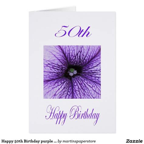 Happy 50th Birthday Purple Blossom Card Happy 50th