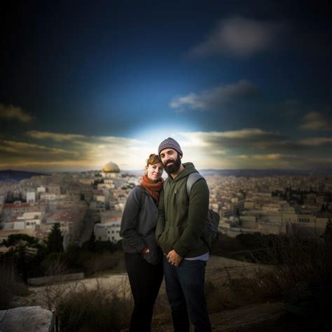 Premium Ai Image Captivating Love An Israeli Couple Embracing Jerusalems Beauty