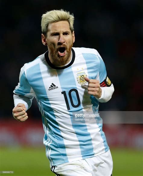Lionel Messi Of Argentina Celebrates After Scoring The First Goal Of