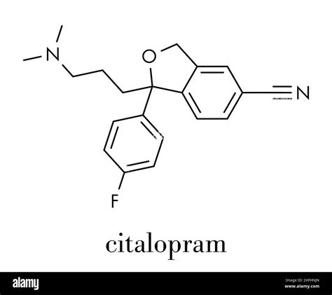 Citalopram Anti Depressant Drug Molecule Skeletal Formula Stock Vector