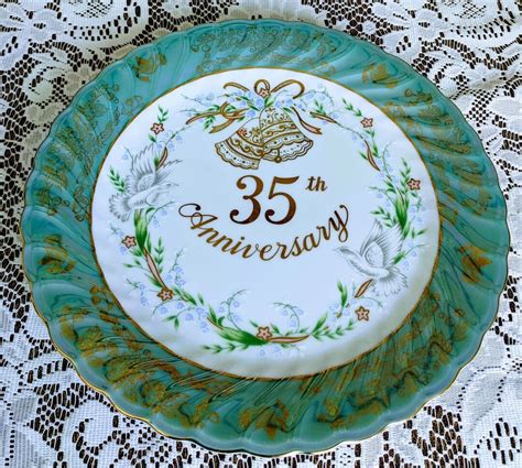 Vintage Jade Anniversary Plate 45 35th Wedding Celebration Etsy