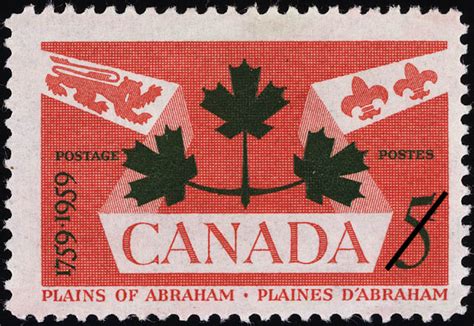 stampsandcanada plains of abraham 5 cents 1959 stamps of canada price guide and value