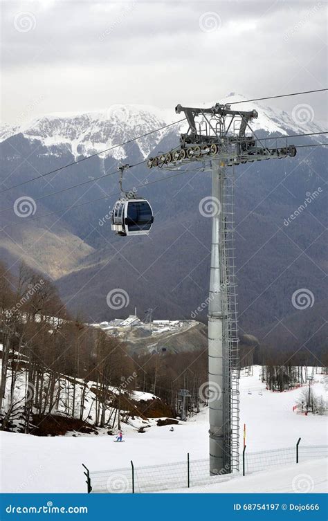 Cable Car Railway In Ski Resort Sochi Roza Khutor Stock Image Image