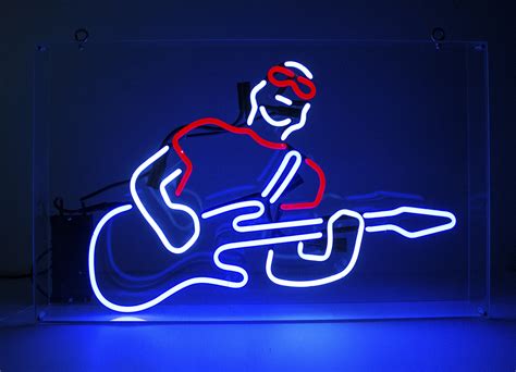 Neon Guitar Man Hire Kemp London Bespoke Neon Signs And Prop Hire