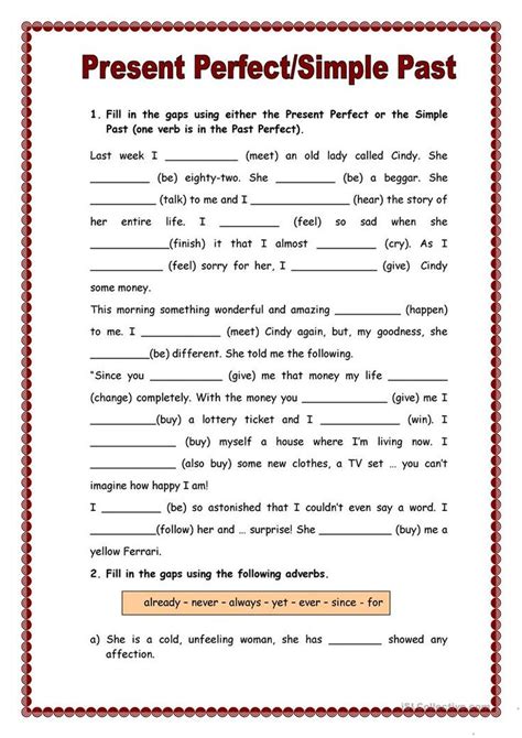 The Present Perfect Simple Past Worksheet For Students To Practice Their English Speaking Skills