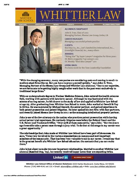 Whittier Law School Spotlight On Rhema Law Partner John D Tran Rhema