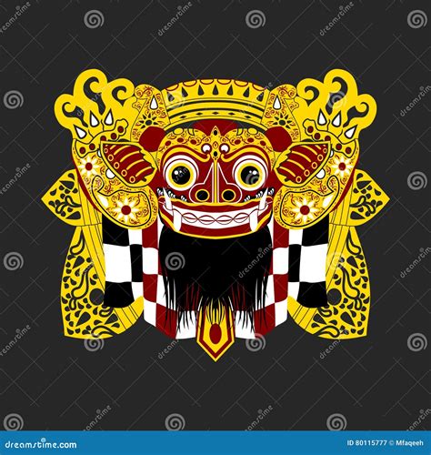Balinese Barong Mask Vector Illustration In Flat Style Stock Vector