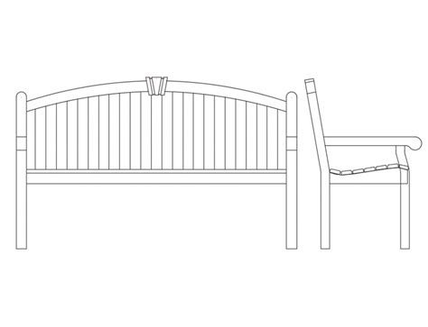 Garden Bench Front And Side View Cad Blocks Details Dwg File Cadbull