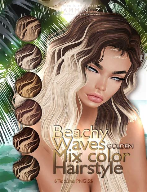 Beachy Waves Mixc Color Hairstyle Golden 6 Imvu Hair