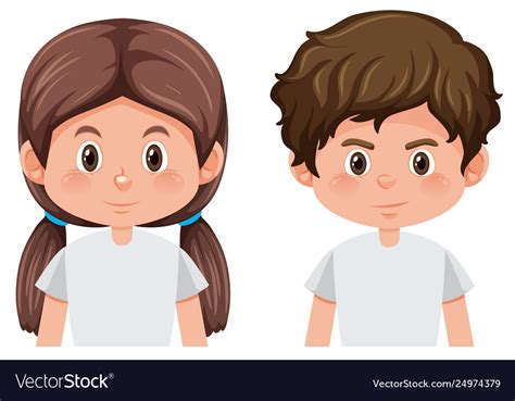 Boy And Girl Face Royalty Free Vector Image Vectorstock