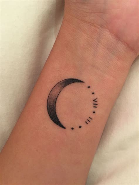Crescent Moon Tattoo Roman Numerals Moon Tattoo Wrist Moon Tattoo