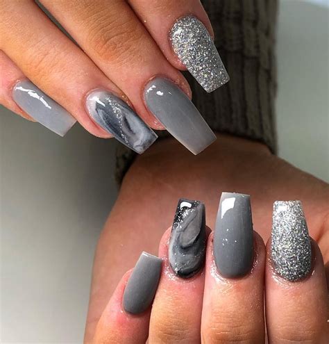 Evesnailsx On Instagram Infills Redesign Grey Marble Glitter