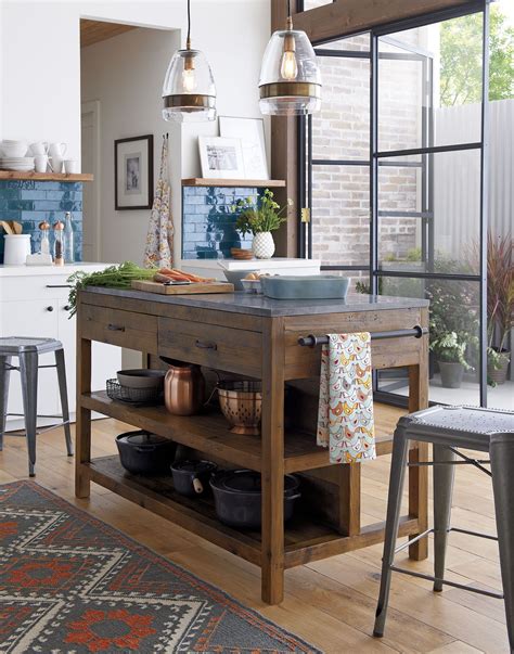 Crate And Barrel Bluestone Reclaimed Kitchen Island For Sale In Lake