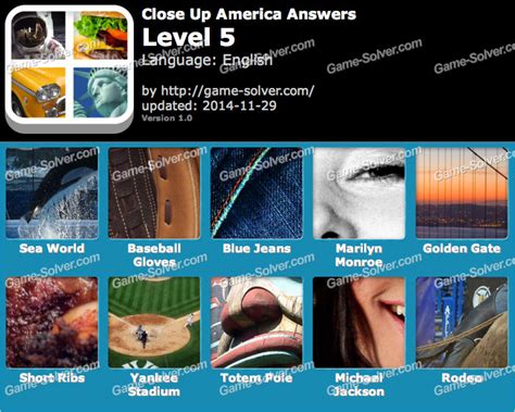 Close Up America Level 5 • Game Solver