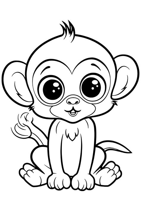 Premium Vector Cute Animals Coloring Pages For Kids Monkey Coloring