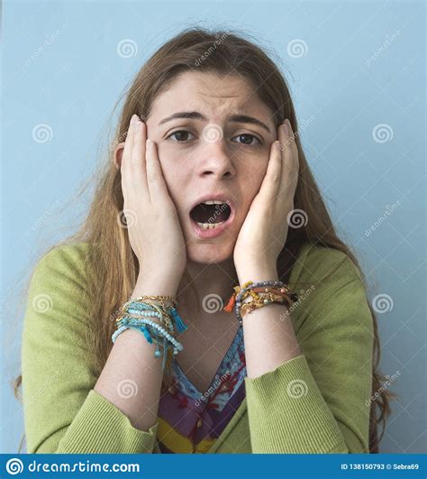 Portrait Of Scared Young Woman Stock Image Image Of Portrait Anxiety