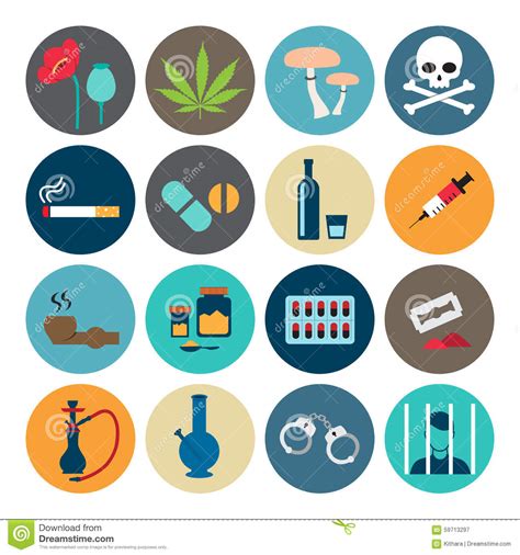 Narcotic Drugs Flat Icon Stock Vector Illustration Of