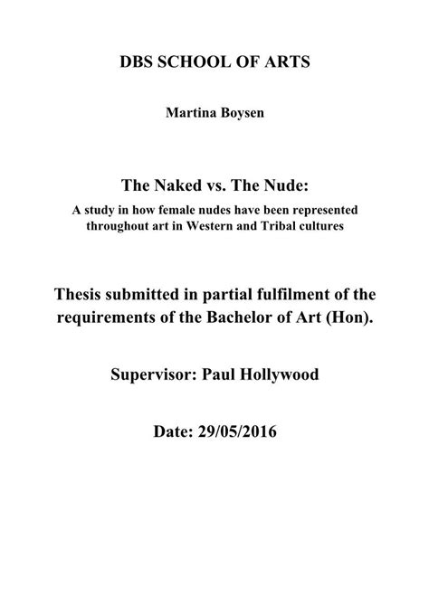 Dbs School Of Arts The Naked Vs The Nude Thesis Submitted In Docslib
