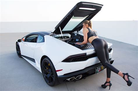 Cars And Girls Model Poses With Lamborghini Huracan