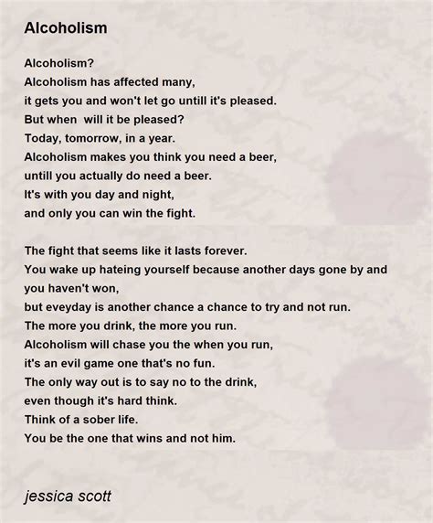 Alcoholism Alcoholism Poem By Jessica Scott