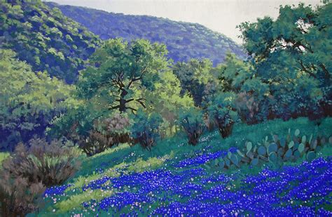 Texas Hill Country Blues Painting By Russell Cushman