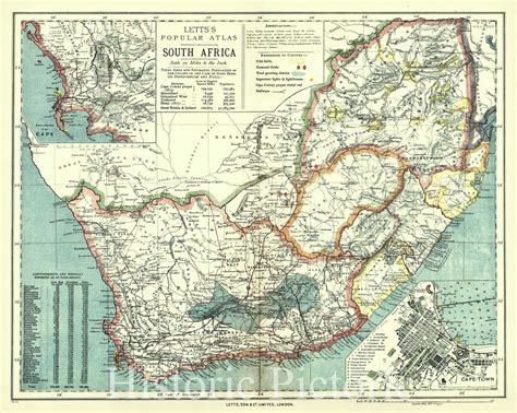 Historic Map 1884 South Africa Vintage Wall Art 24in X 18in