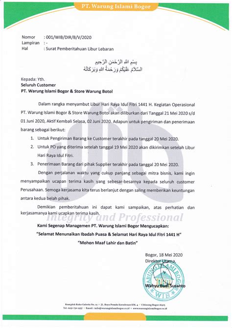 Surat Libur Idul Fitri 31 Koleksi Gambar